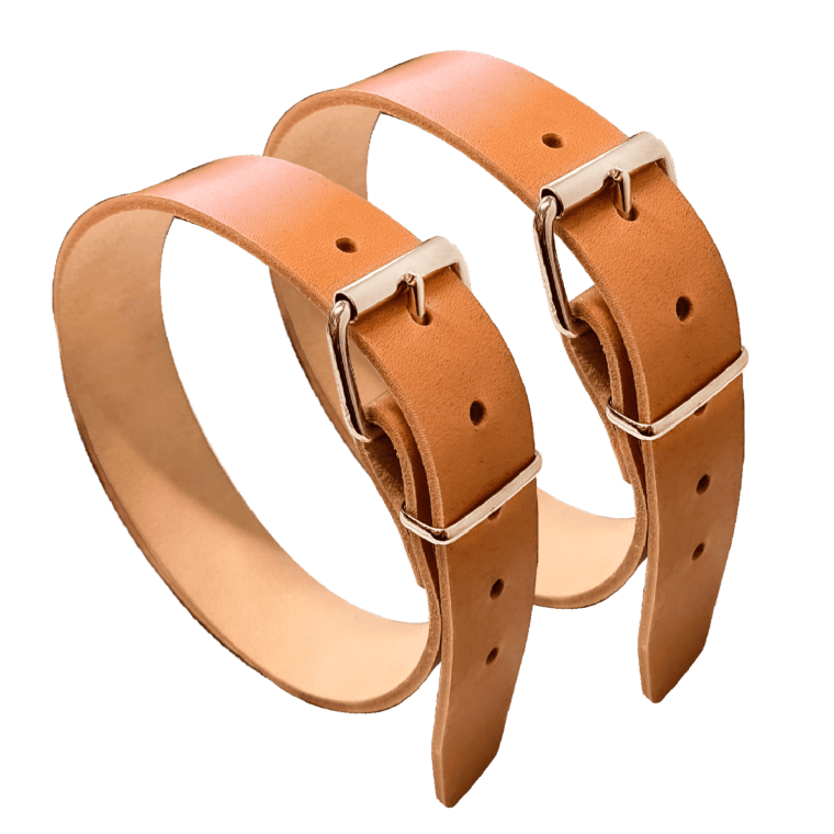 Natural Leather Colllar with inox buckle 4cm