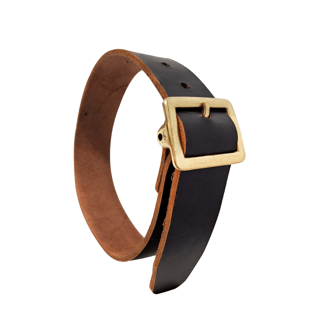 Bell Leather Collar with Brass Buckle Bell Leather Collar with Brass Buckle